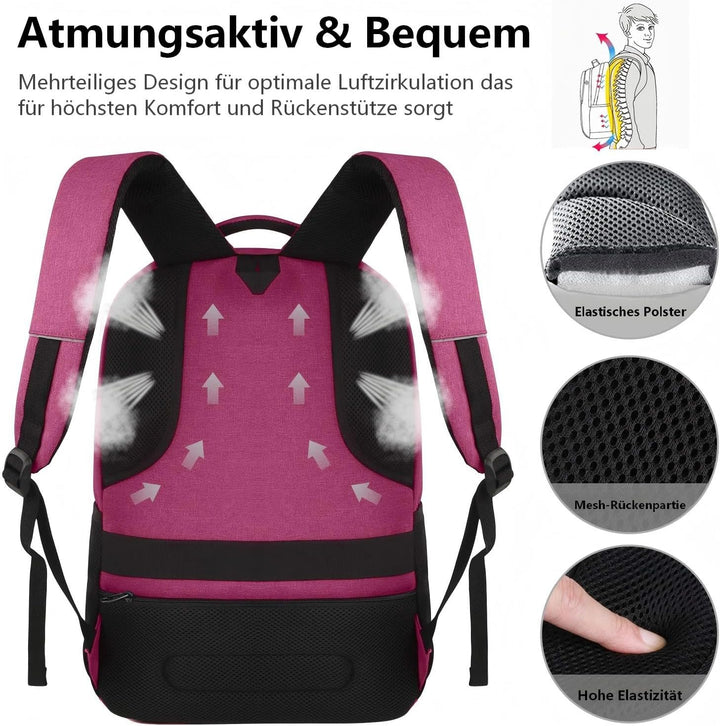 marcello Rucksack Damen,Laptop Rucksäcke mit USB-Ladeanschluss für Arbeit Schule Uni Schulrucksack f