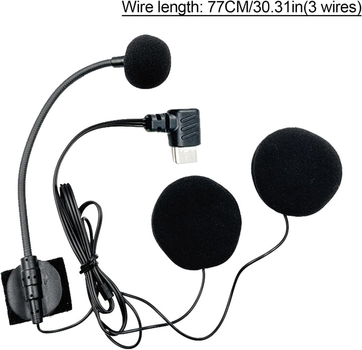 Helmmikrofon und Lautsprecher, Motorradhelm-Mikrofon – Typ-C-Stecker, wasserdicht, High-Definition-R