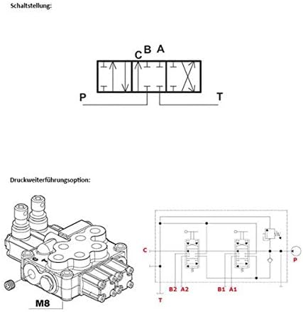 Handsteuerventil, 45 Liter, federzentriert, 1 Sektion, mit Druckbegrenzungsventil DBV 160 bis 315 ba