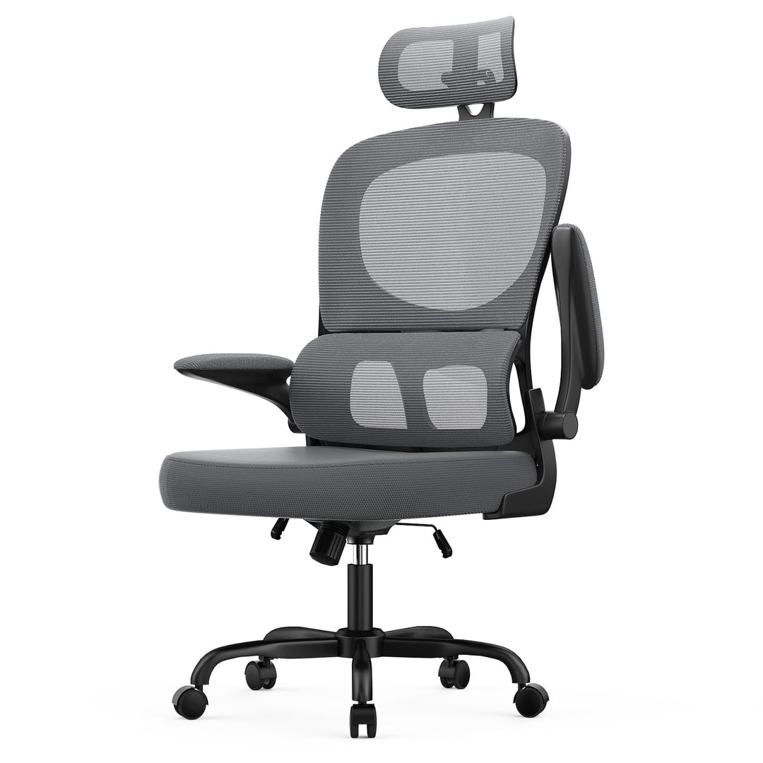 rattantree Ergonomischer Bürostuhl, Schreibtischstuhl mit Verstellbarer Kopfstütze und Armlehnen, C-