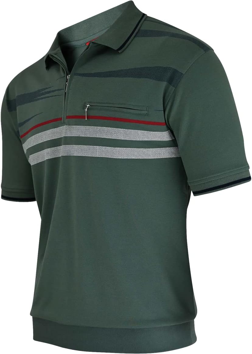 Soltice Herren Kurzarm Poloshirt, Polohemd, Gestreifte Blousonshirt mit Brusttasche aus Baumwoll-Mix