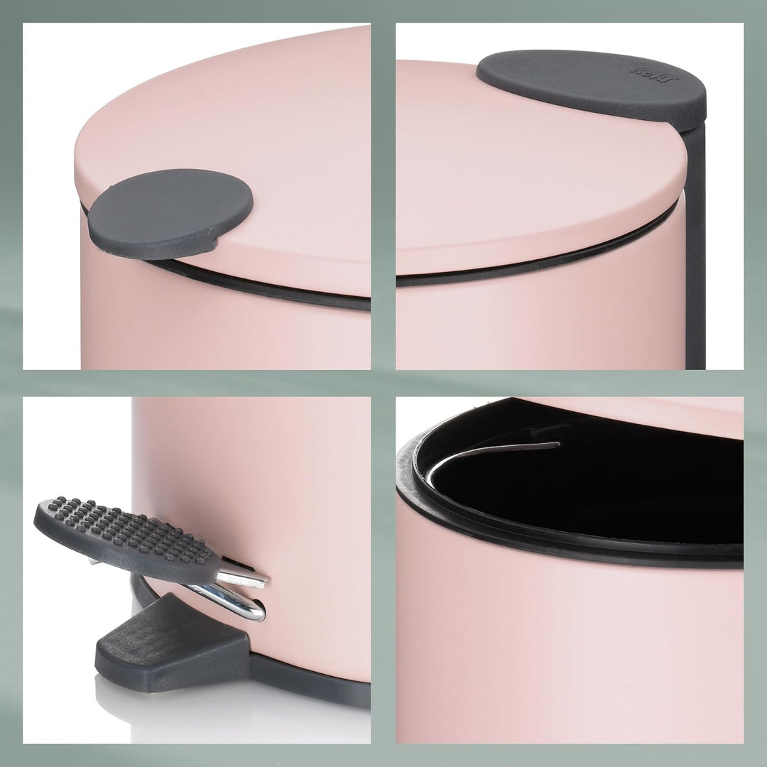 kela Kosmetikeimer 3l rosa matt, Silent-Close-Deckel, Tretmülleimer Badezimmer MATS, Badmülleimer mi