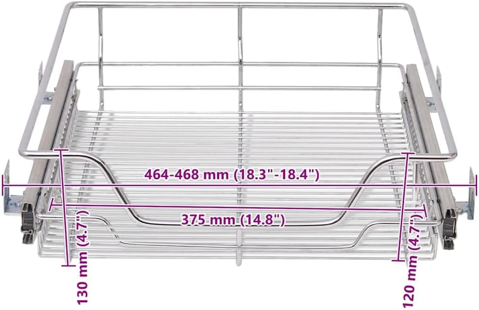 vidaXL 2X Einbauschublade Teleskopschublade Korbauszug Küchenschrank 50 cm 500 mm, 500 mm