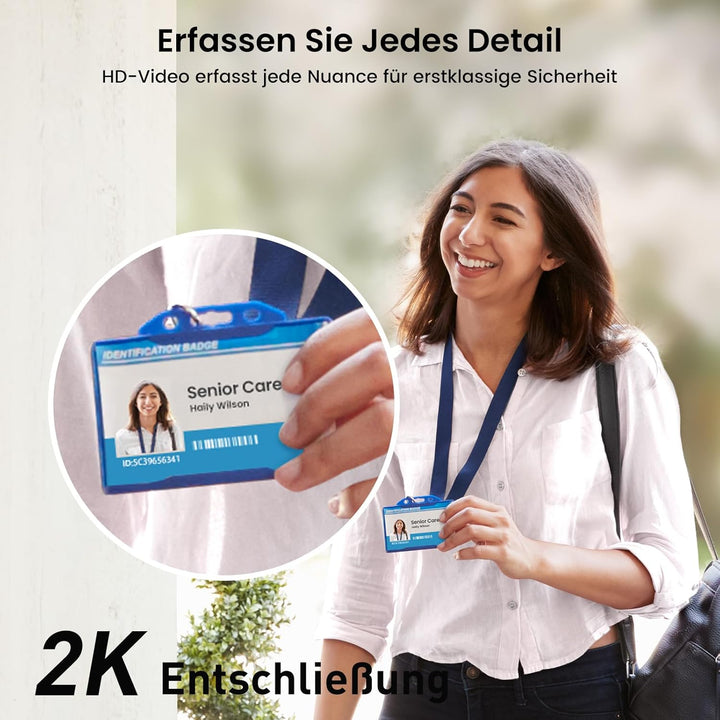 AOSU Kabellose Türklingel mit Kamera Kabellose, 2K HD Smarte Video-Türklingel mit Klingel, 170° von