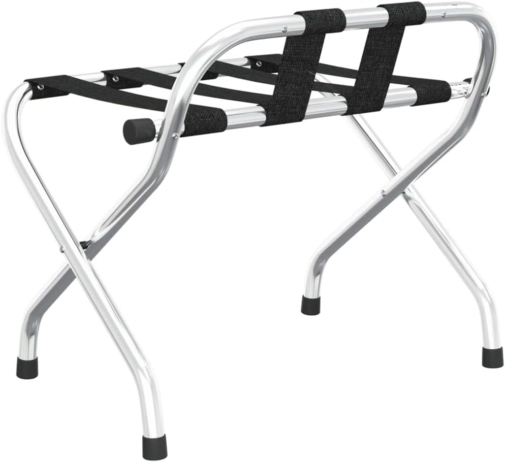 Gepäckablage mit Rückenlehne in Silber 56 x 39 x 52 cm klappbar für Hotelzimmer, Gästezimmer und Fer