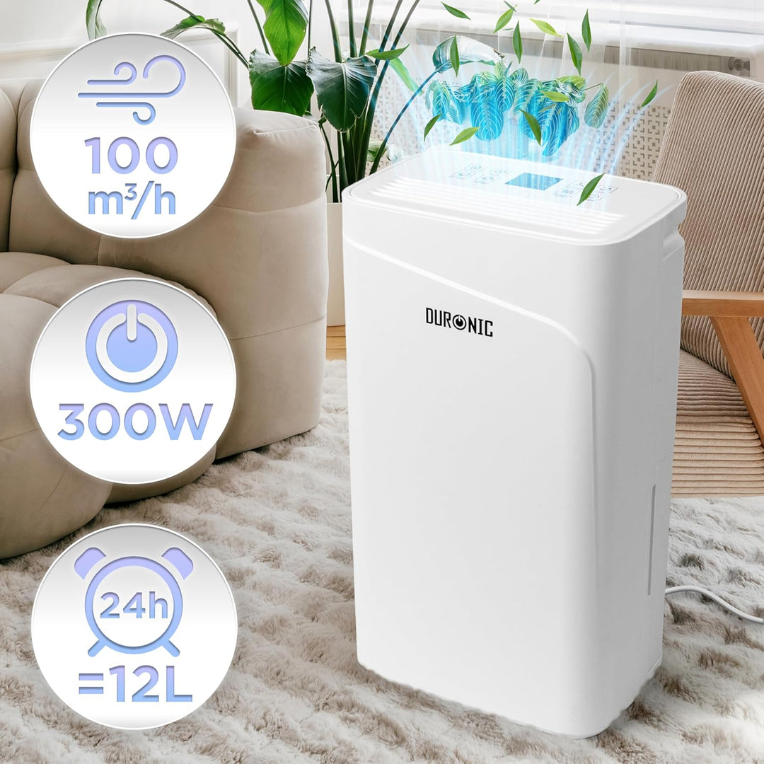 Duronic DH121 Luftentfeuchter, elektrischer Entfeuchter für 25 m² Räume, leiser Raumentfeuchter mit