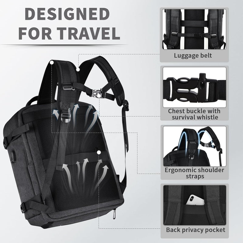 Leyrica Handgepäck Rucksack 45x36x20 für Easyjet, Reiserucksack Tasche Wasserdichter Flugzeug Reiset