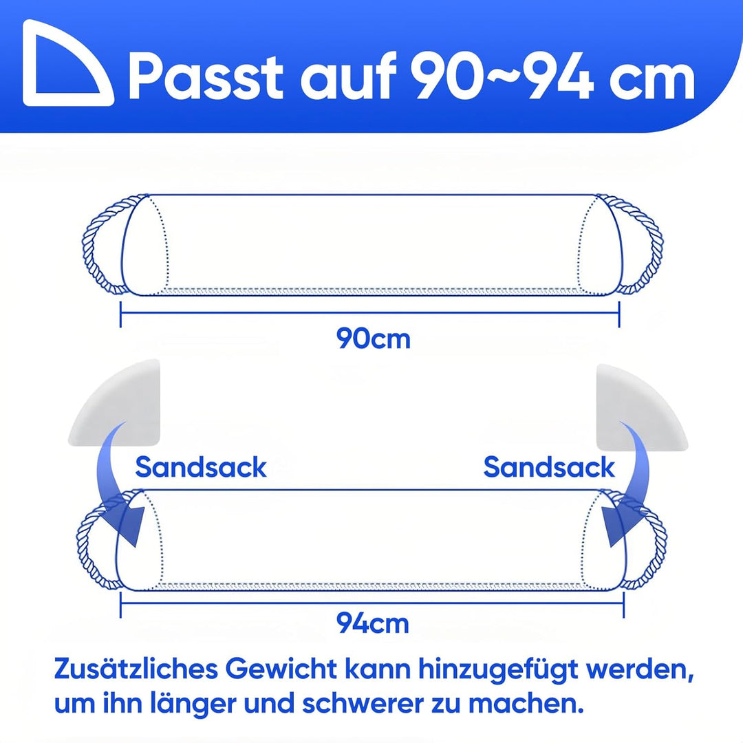 90-94cm Zugluftstopper für Türen mit Schalldämmendem Schaumstoff und 2 Ballastsäcke,90° Zugluftstopp