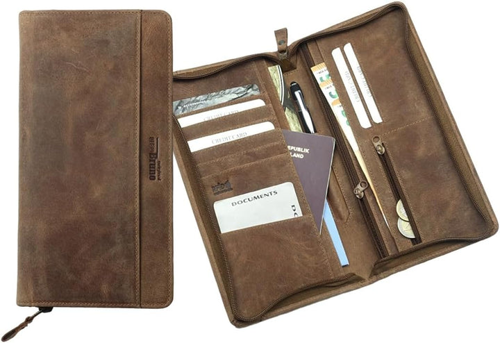 Reiseorganizer Leder Reisepasshülle Etui Dokumenten-mappe Leder Reise, Reisepass Organizer Familie,