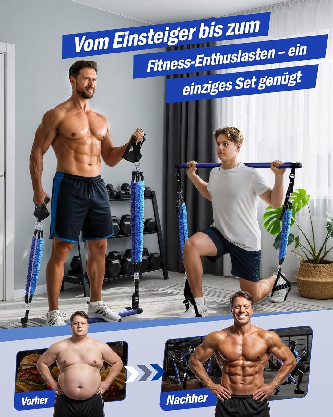 ALongSong Pilates Bar Set mit Widerstandsbänder Krafttraining 180LBS/140LBS/240LBS/360LBS Resistance