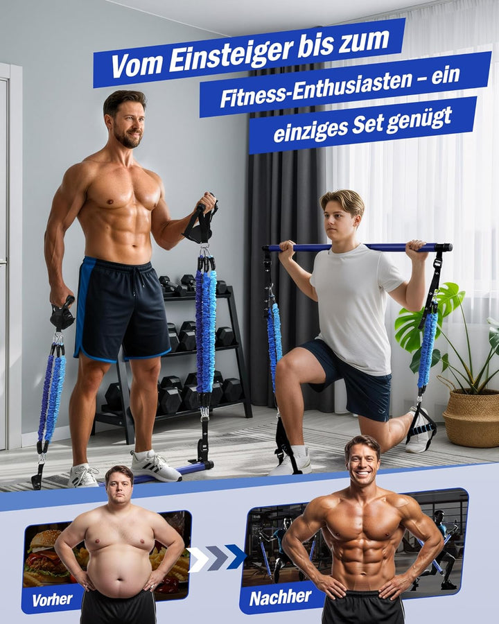 ALongSong Pilates Bar Set mit Widerstandsbänder Krafttraining 180LBS/140LBS/240LBS/360LBS Resistance