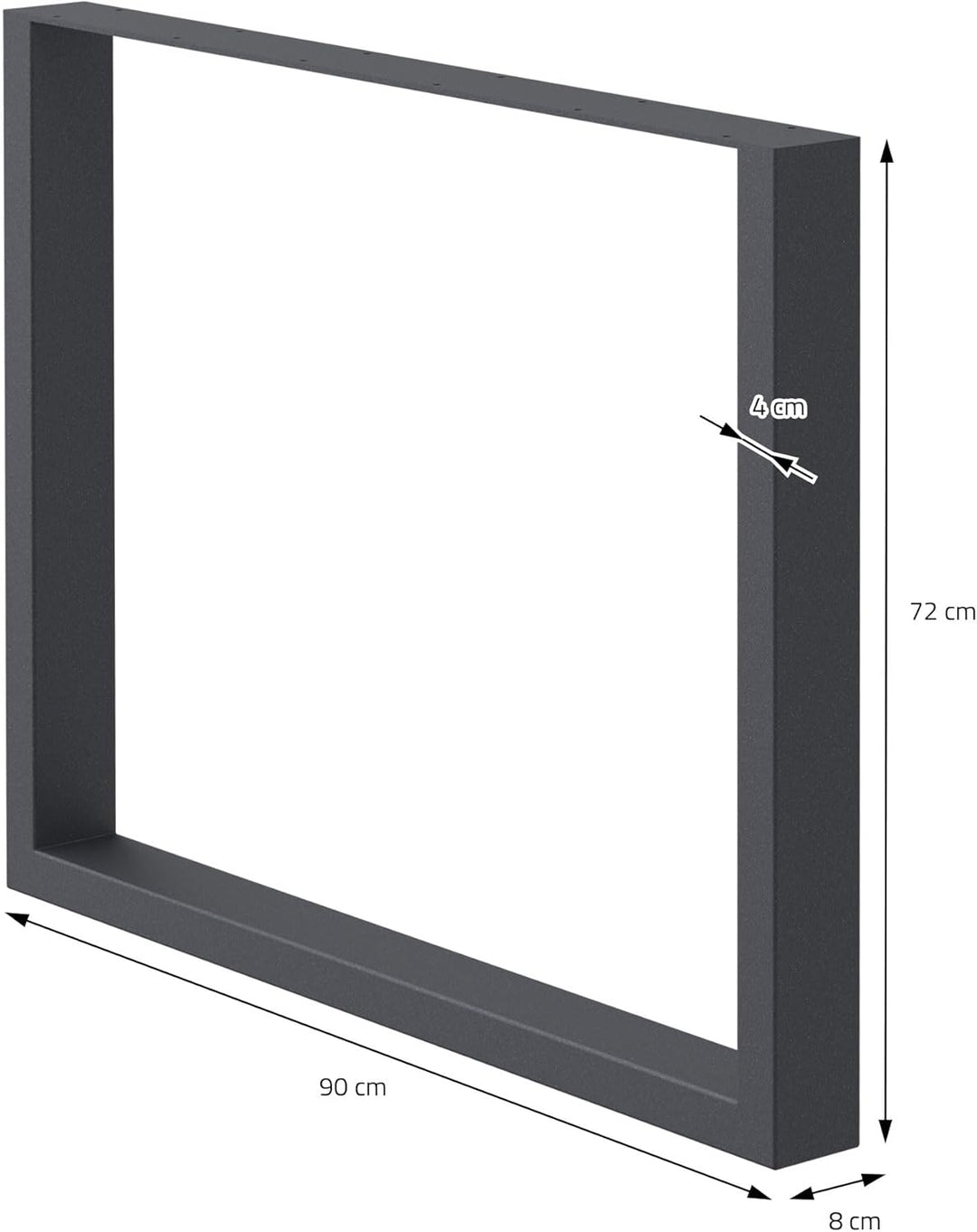 ECD Germany 2x Tischbeine aus Vierkantprofilen, 90 x 72 cm, Dunkelgrau, pulverbeschichtete Stahl, In