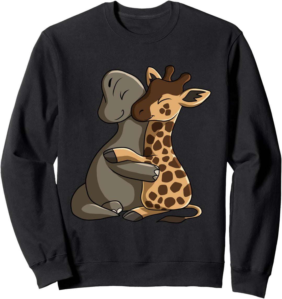 Giraffe umarmt Dinosaurier Brachiosaurus Sweatshirt