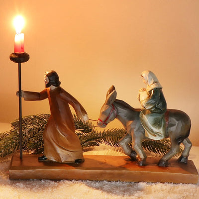 com-four® Krippenfiguren mit Kerzenhalter - christliche Weihnachtsdeko - Aufsteller aus Polyresin -
