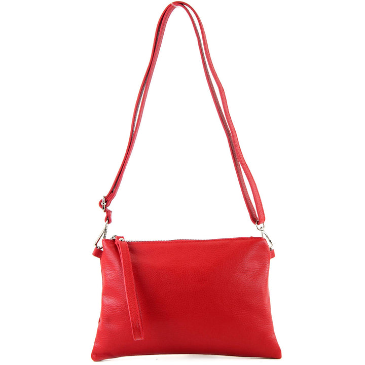 modamoda de - T186 - ital. Clutch Umhängetasche Leder Medium Rot, Rot