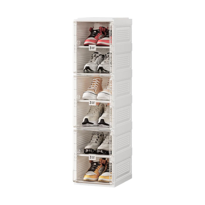 Mayi Box Transparente schuhregal,schuhboxen stapelbar weiss, mit magnetischer Tür, für Stöckelschuhe