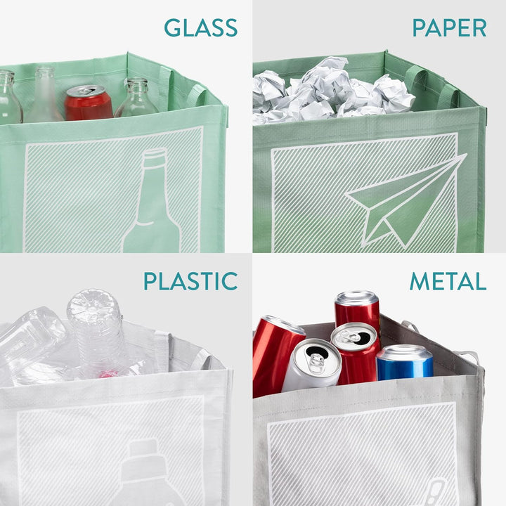 Navaris 4er Set Recycling Taschen für Glas Plastik Metall und Papier - 4fach Mülleimer Müllsortierer