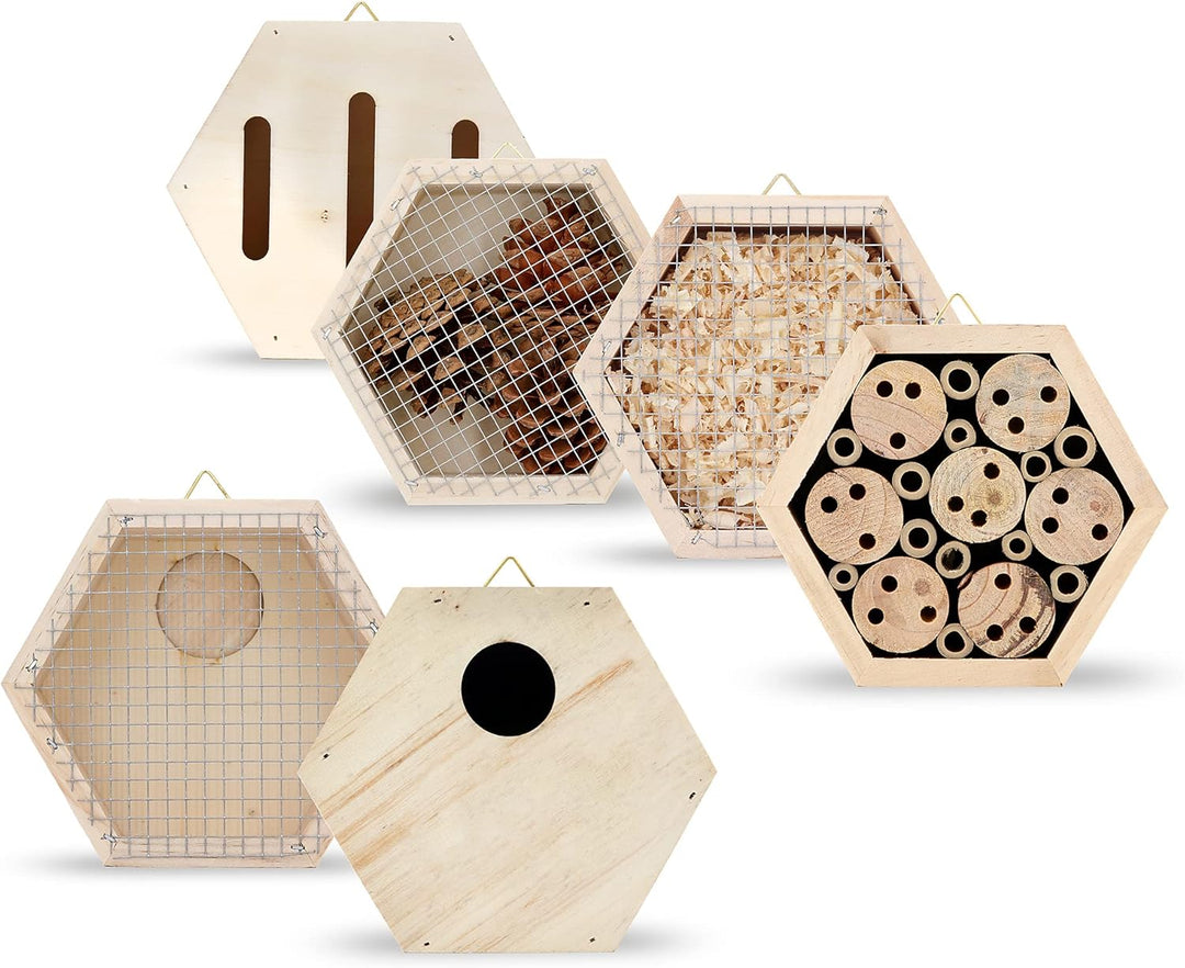 FLORTUS Set aus Insektenhotels, Vogelfutterhaus und Nistkasten im Set | Insektenhotels kombinierbar