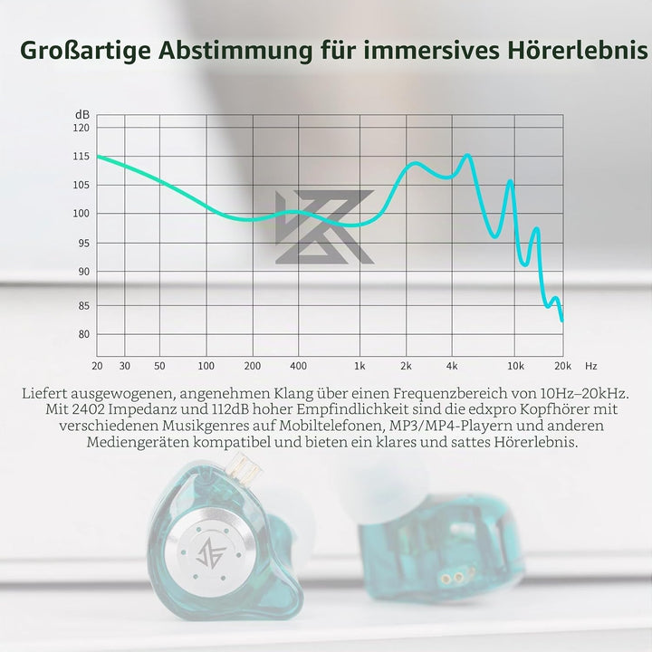 Keephifi KZ EDX Pro In Ear Monitor, IEM-Kopfhörer, Dual DD HiFi Stereo Sound, kabelgebunden, Geräusc