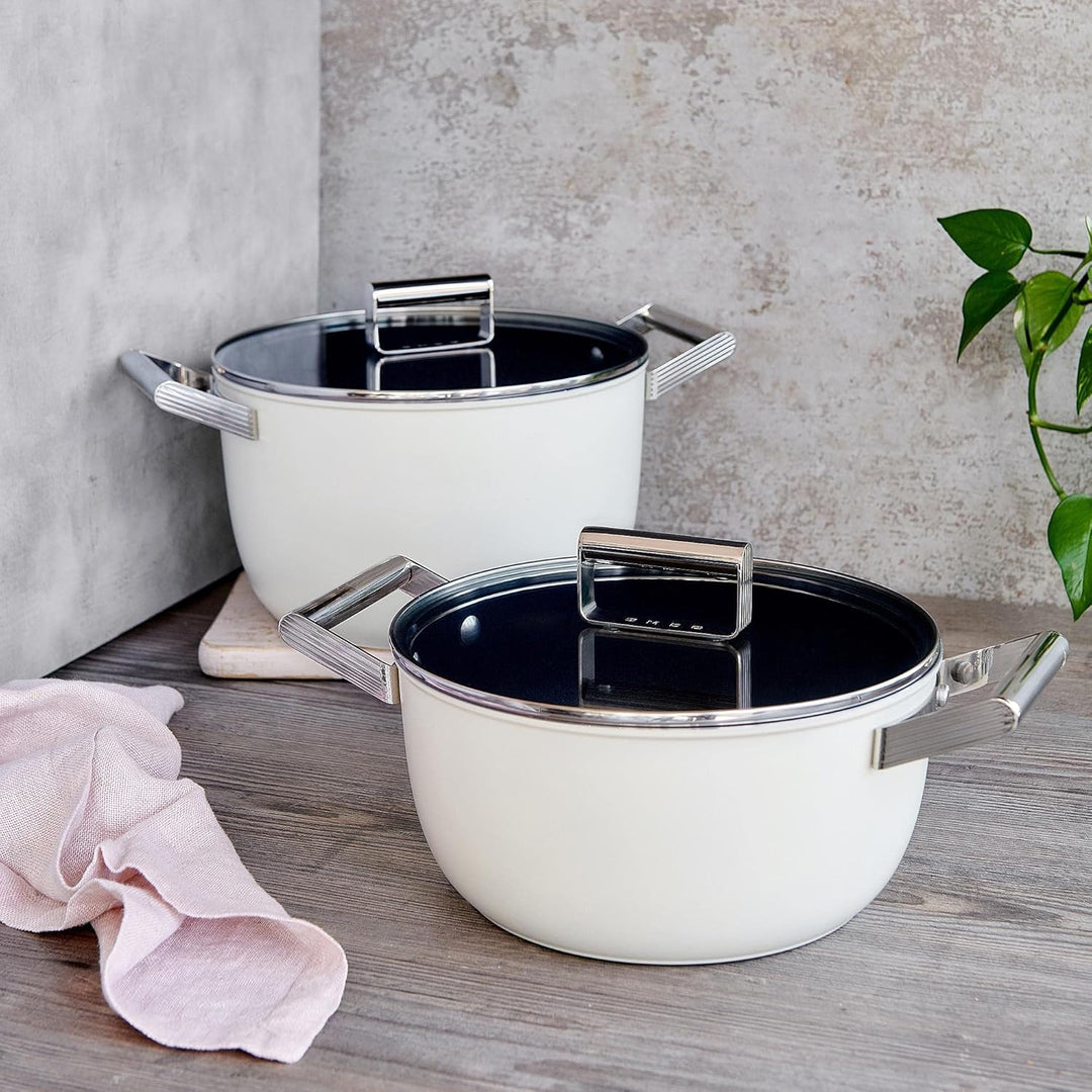 SMEG - Caçarola Alta 24cm Anni50 CKFC2411CRM 4.6 Liter Creme, 4.6 Liter Creme