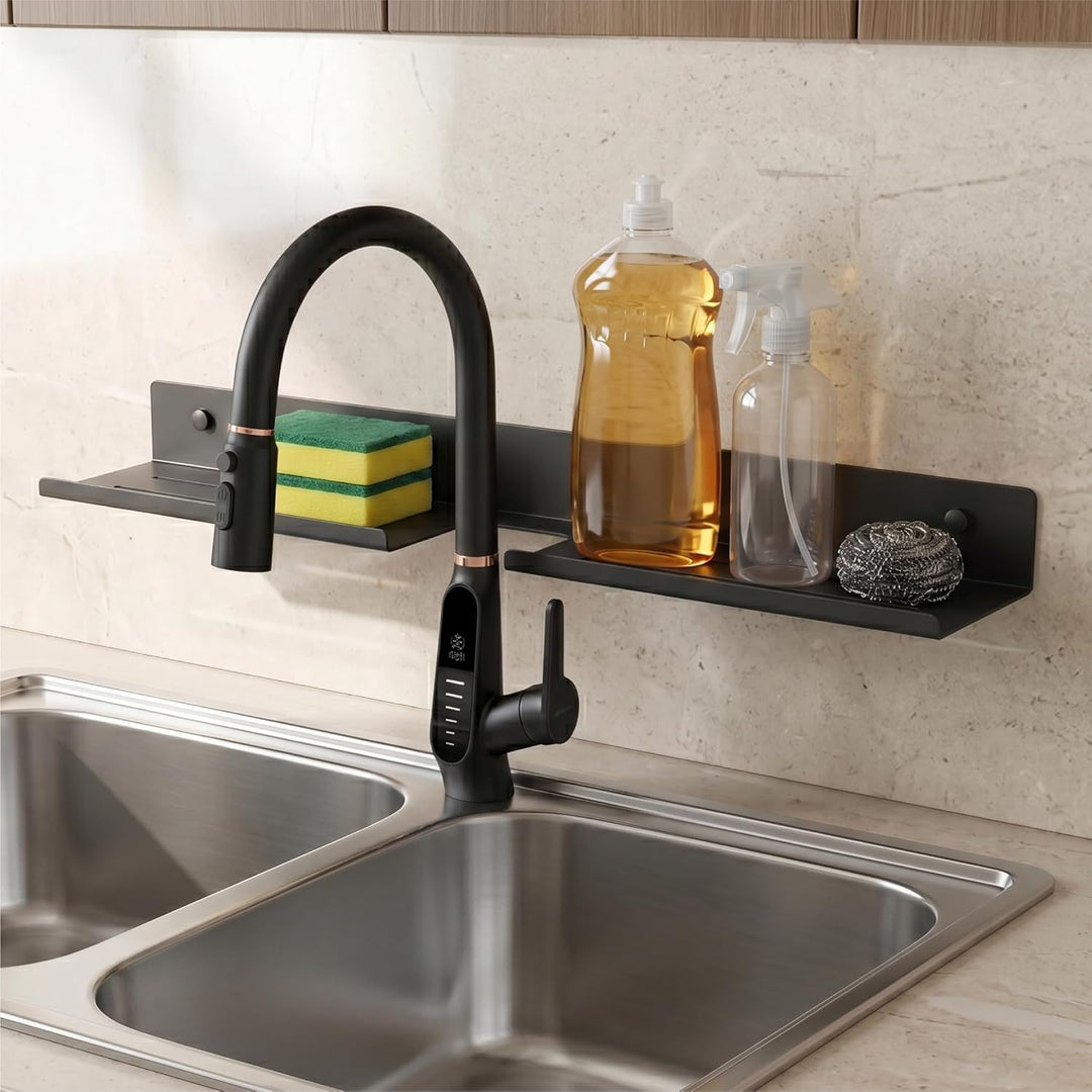 doporro Waschbecken Ablage 60 cm über dem Wasserhahn, Badezimmer Regal ohne Bohren oder zum Bohren,
