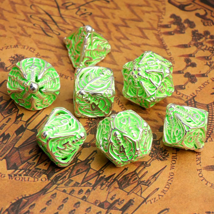 DND Würfel Polyedrische Rollenspiel Würfelset Fluoreszierende Skelette Würfel, Spielwürfel Dungeons