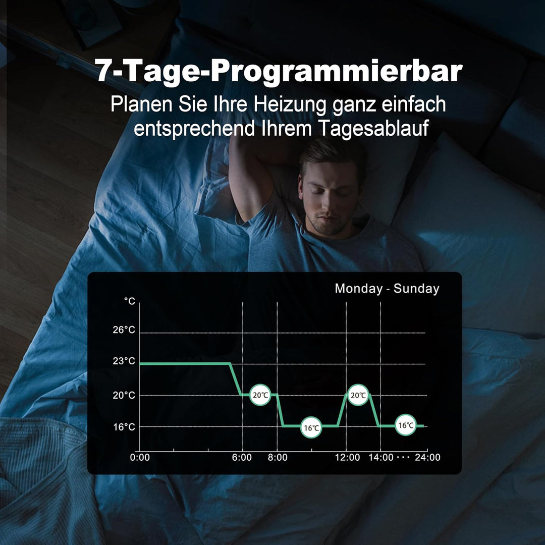 ECOBAY WiFi Heizkörperthermostat, kein Hub erforderlich, smartes TRV, kabelloses Heizungsthermostat,