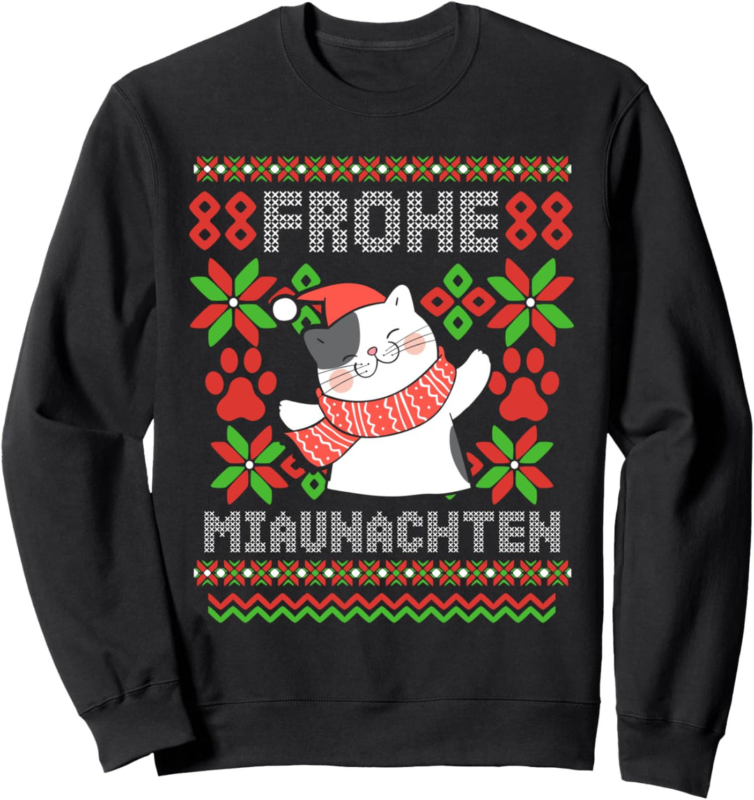 Weihnachten Katze Weihnachtsmann Ugly Christmas Sweatshirt