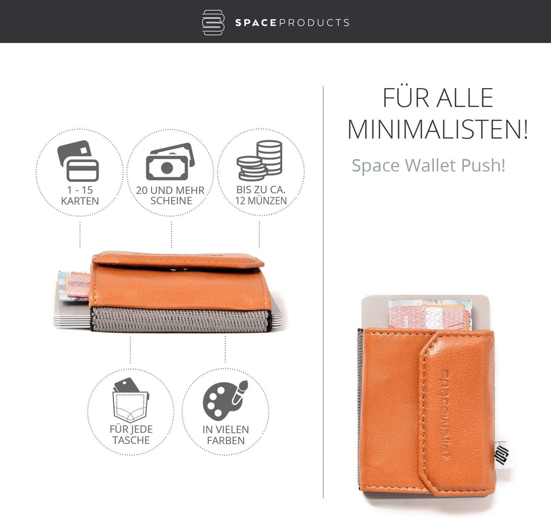Space Wallet Space Products ® Mini Geldbörse für Damen & Herren I Sehr kleines Echtleder Wallet/Port