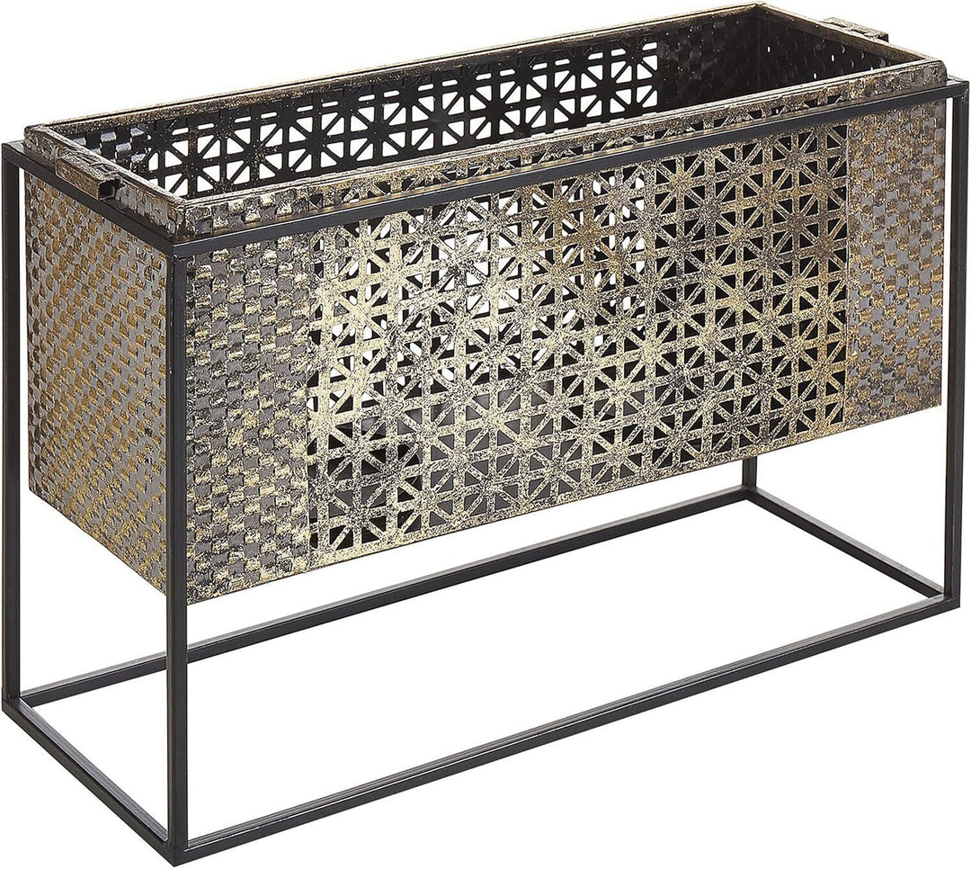 Moderner Kerzenhalter mit Verzierungen aus Metall 41 x 26 cm in Gold Amami