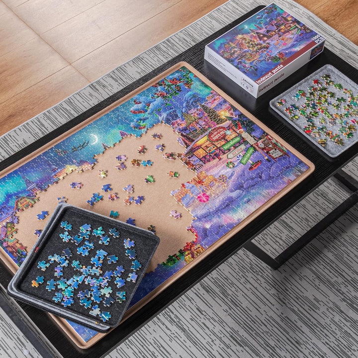 Lavievert Jigsaw Puzzle Brett zur Puzzle Aufbewahrung mit 6 Sortierfächern für bis zu 1000 Teile – K