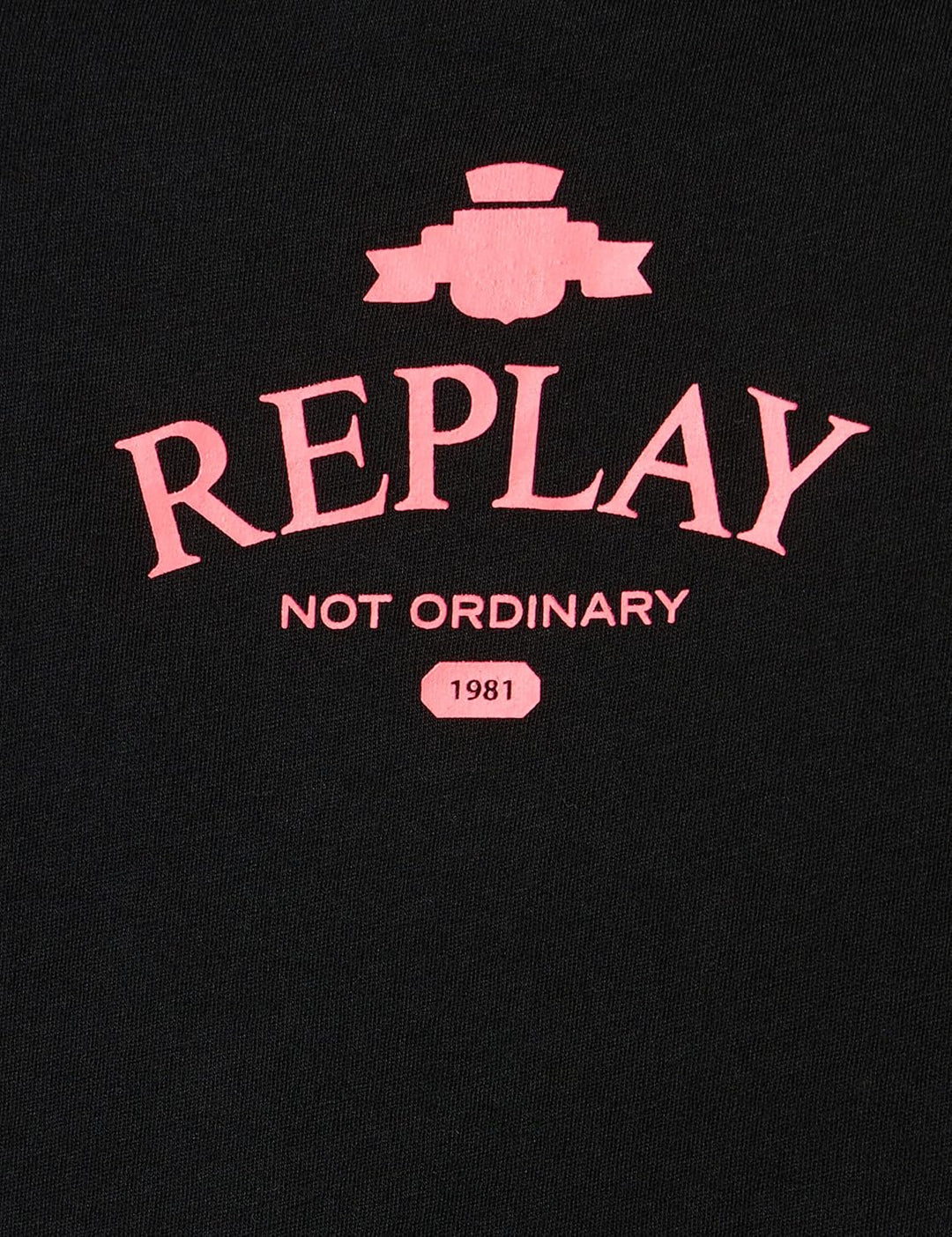Replay Damen T-Shirt Kurzarm mit Backprint L Black 098, L Black 098