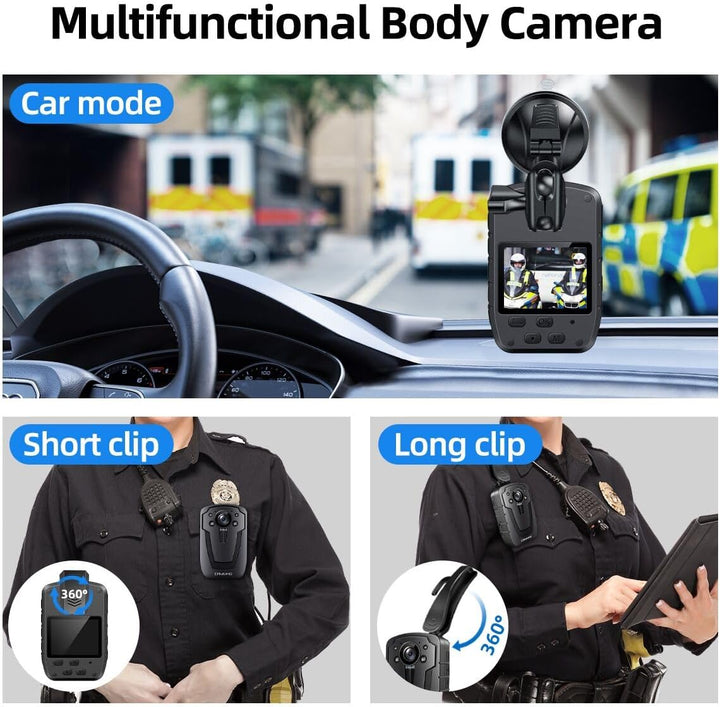 CAMMHD C8-128GB 1296P Body Cam 12 Stunden Tragbare Audio und Video Bodycam 170° Weitwinkel Polizei K