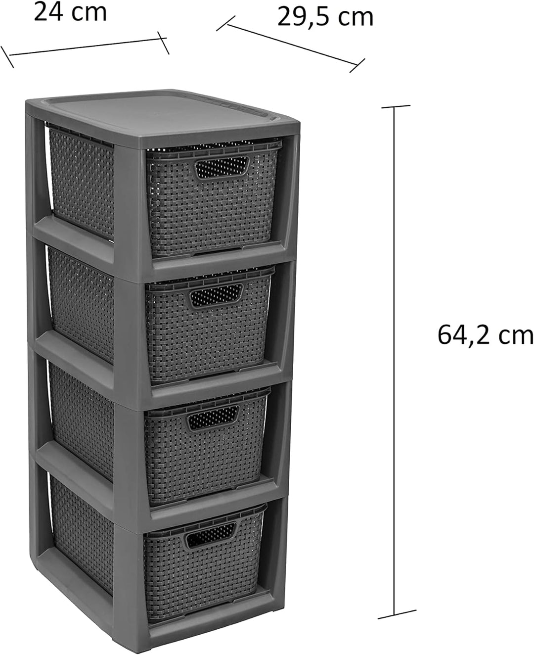 BranQ - Home essential 100% recycelt Kunststoff PP, Ökologisch, Regal in Rattan Design, 29,5 x 24 x