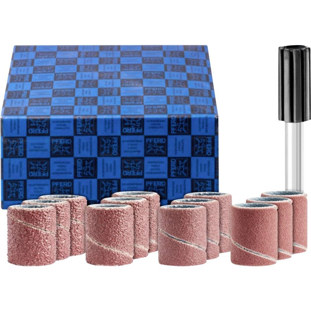 PFERD Schleifhülsen-Set, 13-tlg. | Korund Ø10x20mm A60, 80, 150, 240 inkl. Halter mit Schaft-ø 6mm |