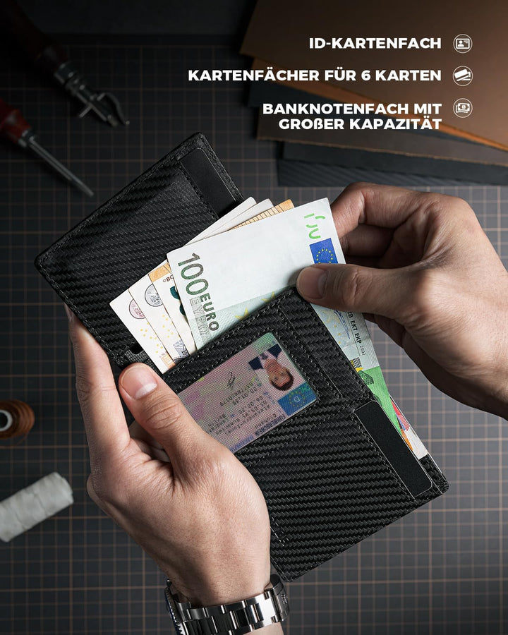 MagSnap Portmonee Herren I Slim Wallet mit Münzfach I Kreditkartenetui Geldbeutel für 10+ Karten I M