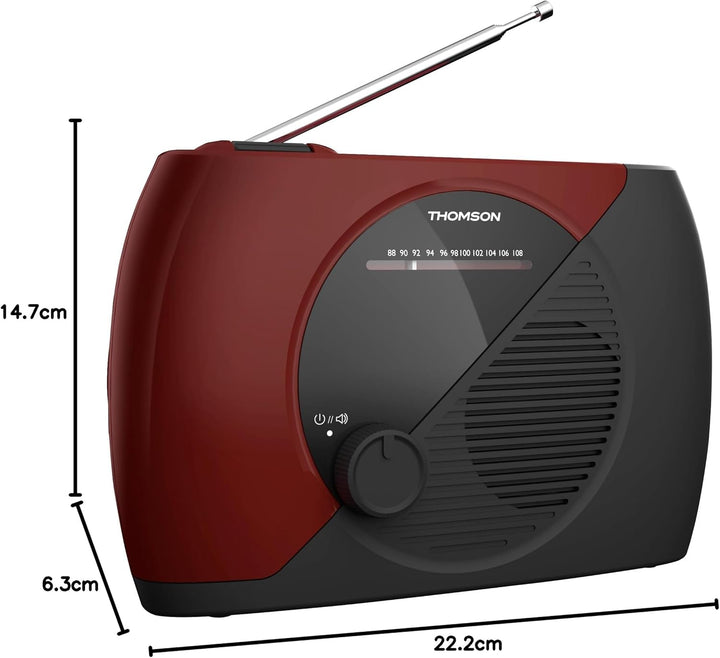 THOMSON Tragbares UKW-Radio, Analog-Tuner, Netz- oder Batteriebetrieb – kompaktes Gerät für Hören an