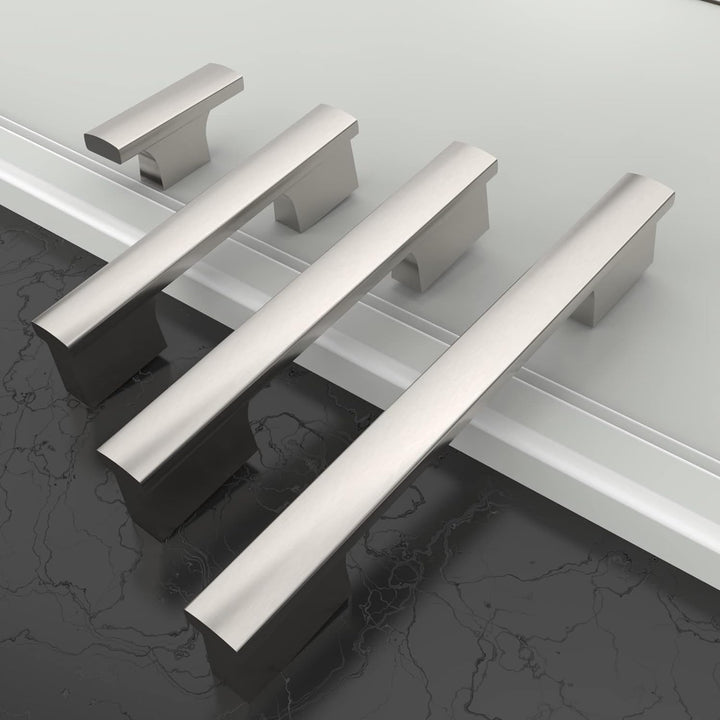 Amerdeco 10 Stück Möbelgriffe Gebürsteter Nickel 128mm Lochabstand Schubladen Griffe für Küchenschrä