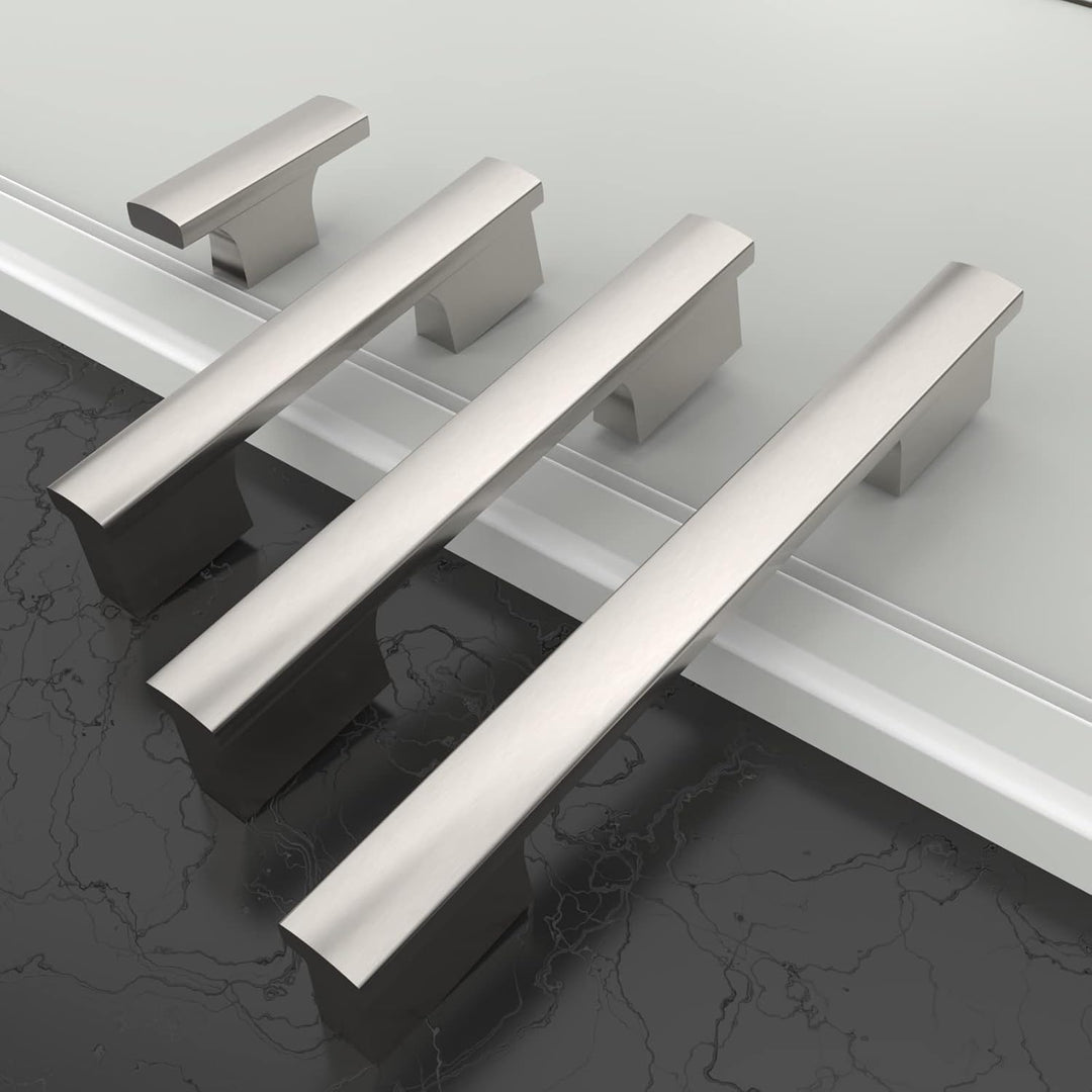 Amerdeco 10 Stück Möbelgriffe Gebürsteter Nickel 96mm Lochabstand Schubladen Griffe für Küchenschrän