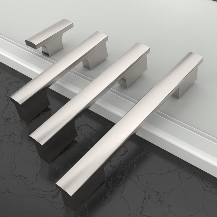 Amerdeco 10 Stück Möbelgriffe Gebürsteter Nickel 96mm Lochabstand Schubladen Griffe für Küchenschrän