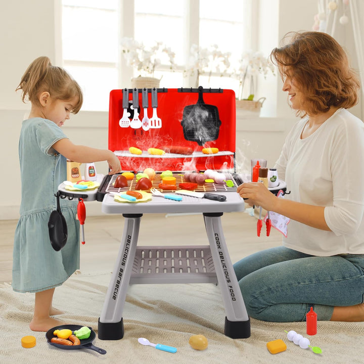 CUTE STONE Kinder BBQ Grill Spielzeug, Küche Spielzeug Set, Realistische Rauch BBQ Grill Spielset mi