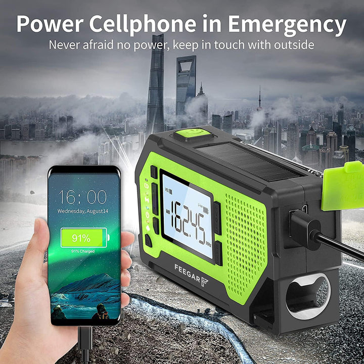 Notfall Solar Radio Feegar OZE Pro Handkurbel-Radio tragbar AM/FM Wetter Notfallradio grosses LCD-Di