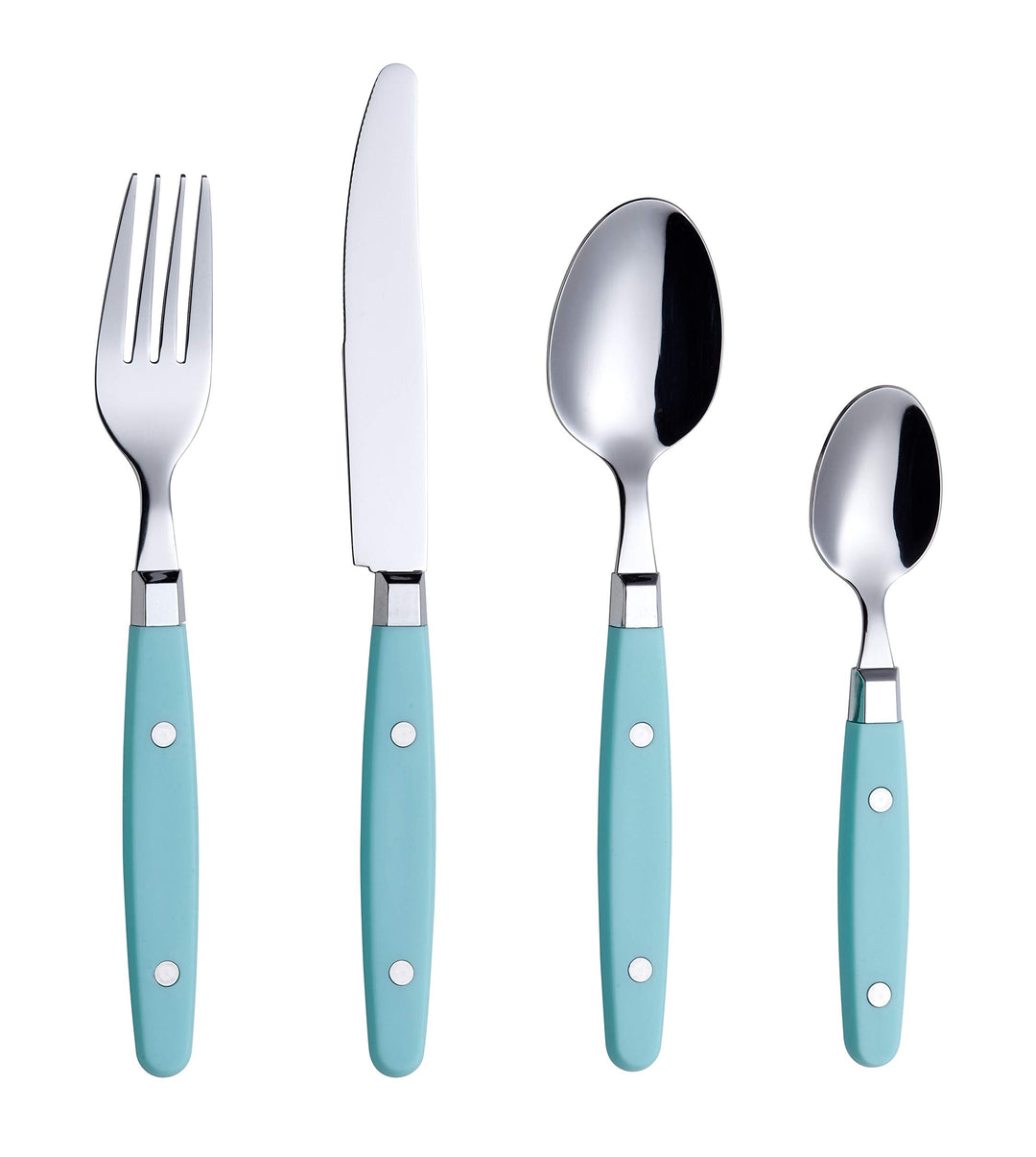 EXZACT Besteckset 24-teilig Edelstahl - mit Niet-Bastelgriffen/Besteck im Retro-Stil - 6 x Essgabeln