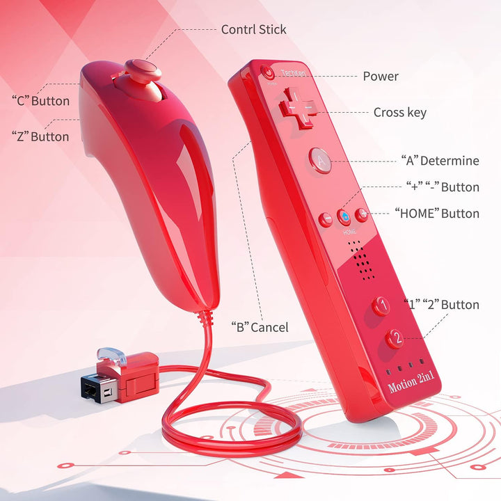 TechKen Controller für Wii mit Motion Plus und Wii Nunchuck Controller Wii Fernbedienung Nunchuk Kon