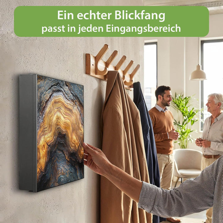 banjado Grosser Schlüsselkasten Glas - Schlüsselbox 30x30cm mit 50 Haken - Schlüsselkasten modern fü