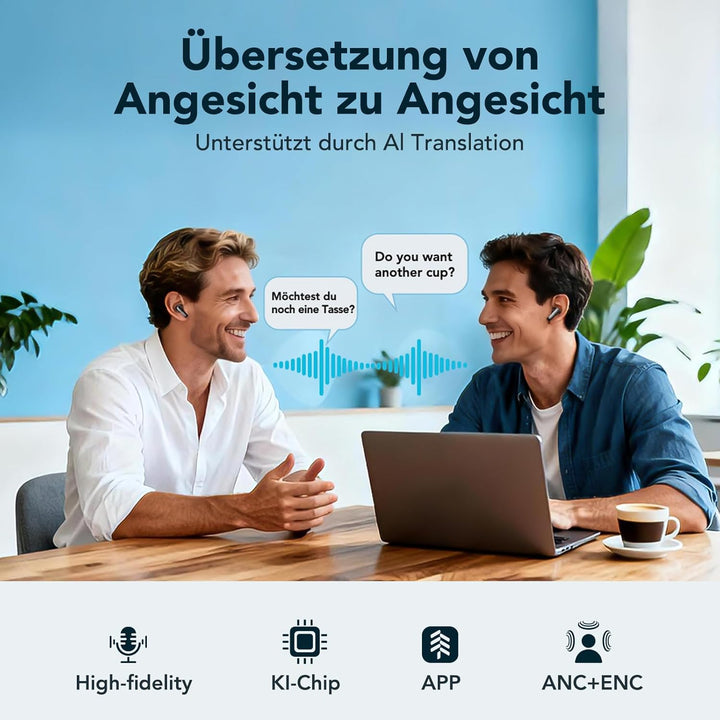 MINISO MS103 AI Übersetzer Kopfhörer in Echtzeit, Übersetzungskopfhörer für 134 Sprachen mit LCD Tou