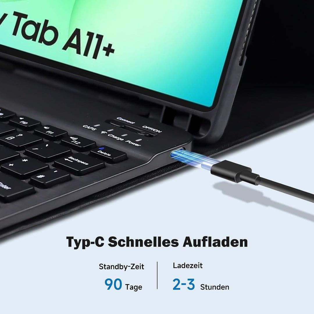 Hülle mit Tastatur für Samsung Galaxy Tab A11+ Plus 11" 2025 / Tab A9+ Plus 11 Zoll 2023,Magnetisch