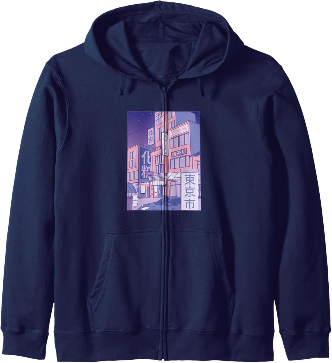 Japanische Stadt, Vaporwave, 80er 90er Retro Outfit Kapuzenjacke