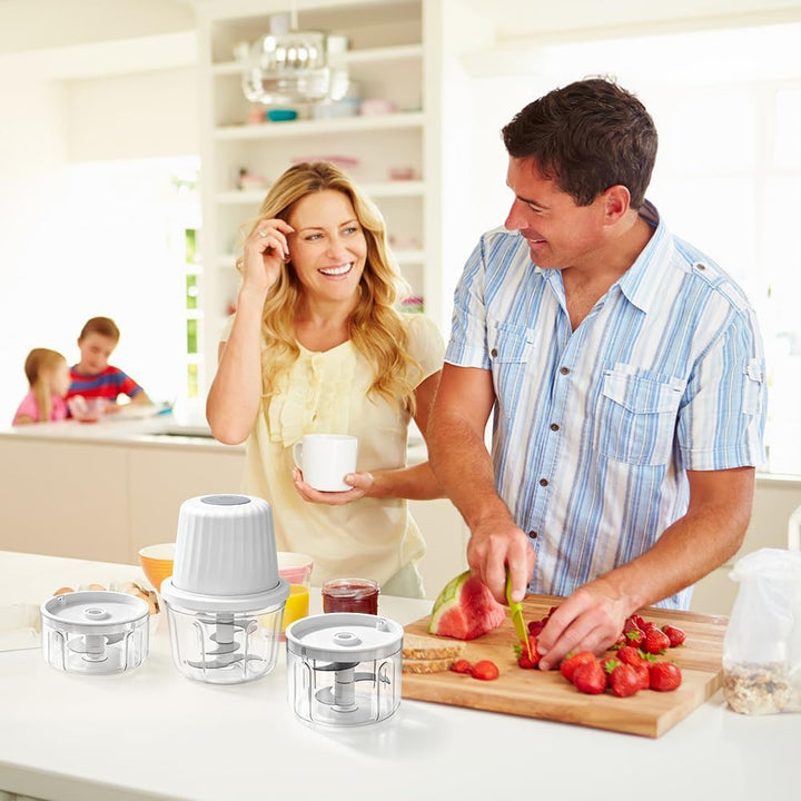Gohytal Elektrischer Küchenzerkleinerer Mini, 350ml + 250ml +100ml Zwiebelzerkleinerer Elektrisch, K