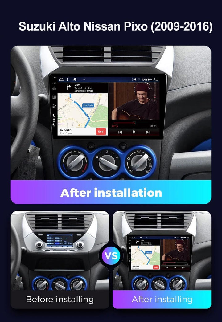 [2G+64G] BXLIYER 9 Zoll Autoradio für Suzuki Alto Nissan Pixo (2009-2016) GPS Navigation - Wireless